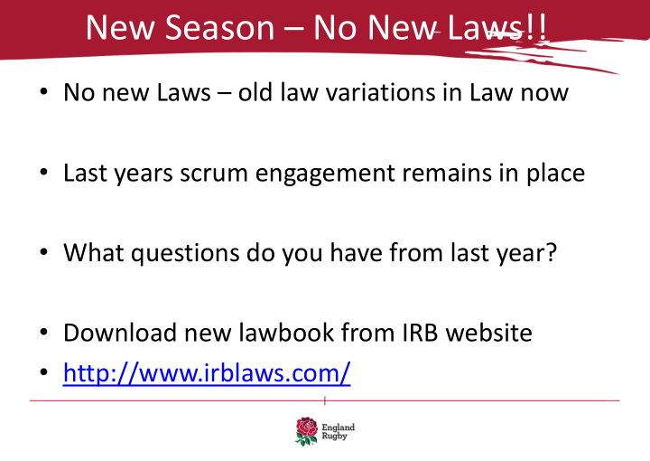 new season no new laws