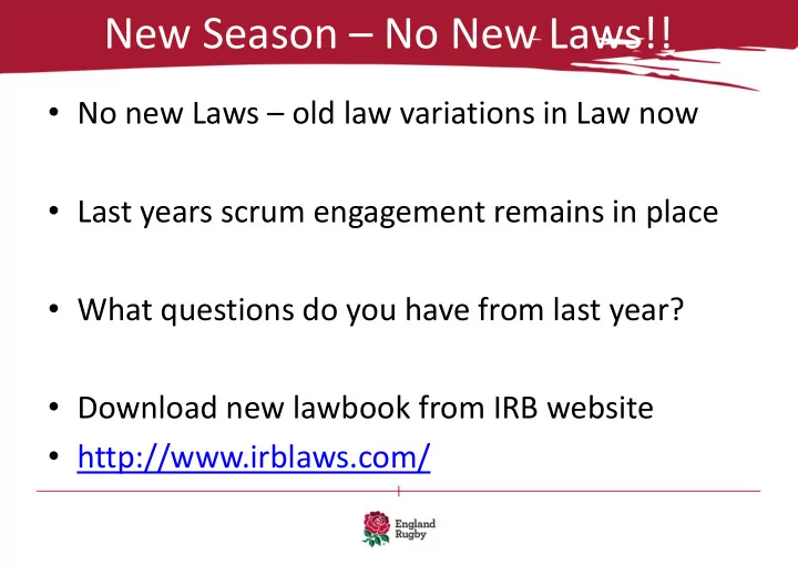 new season no new laws