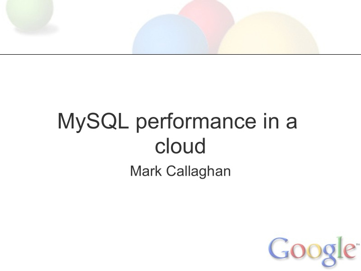 mysql performance in a cloud