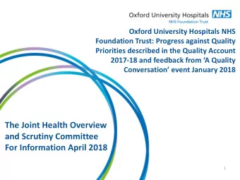 For Information April 2018  1  Did we achieve the 17/18  Quality Priorities?  2  2017/18