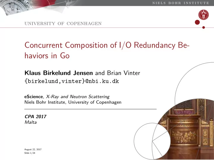 concurrent composition of i o redundancy be haviors in go