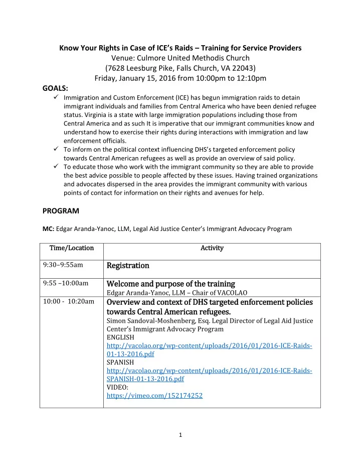 know your rights in case of ice s raids training for