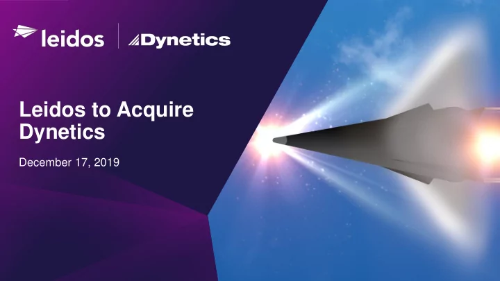 leidos to acquire dynetics