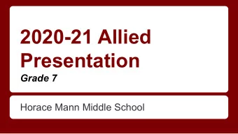 2020-21 Allied  Presentation  Grade 7  Horace Mann Middle School  The reason you are here