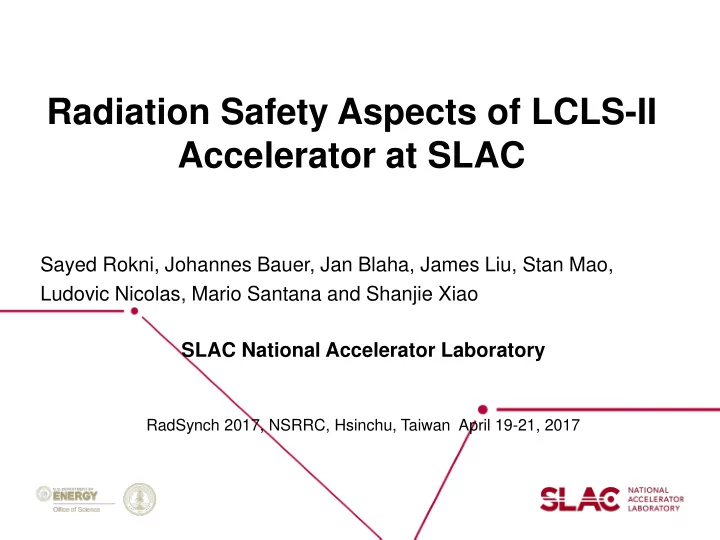 radiation safety aspects of lcls ii accelerator at slac