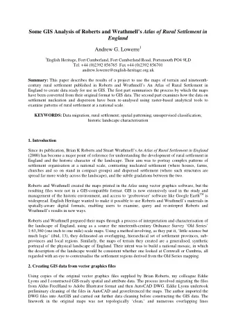 Some GIS Analysis of Roberts and Wrathmells Atlas of Rural Settlement in England Andrew G.