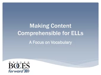 Comprehensible for ELLs  A Focus  cus on Voca  cabula  bulary  Front-loaded Words  Words  s that