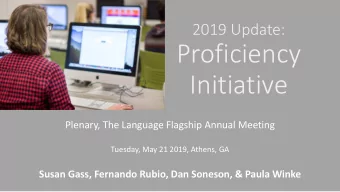 Proficiency  Initiative  Plenary, The Language Flagship Annual Meeting  Tuesday, May 21 2019,