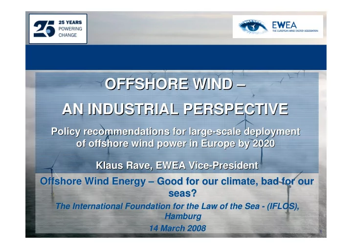 offshore wind offshore wind an industrial perspective an