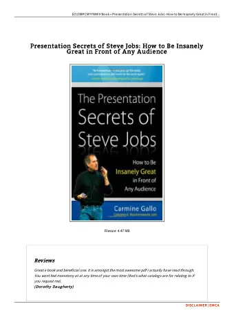 Presentation Secrets of Steve Jobs: How to Be Insanely  Presentation Secrets of Steve Jobs: How to