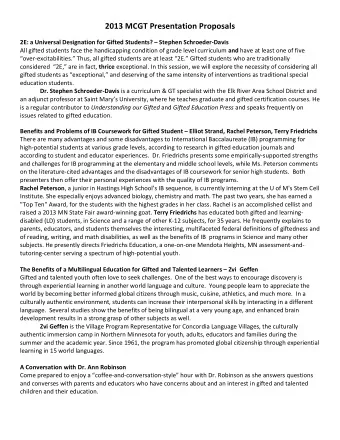 2013  MCGT  Presentation  Proposals      2E:  a  Universal  Designation