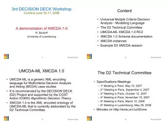 3rd DECISION DECK Workshop  Content  Coimbra June 16-17, 2008  U niversal M utiple C riteria D