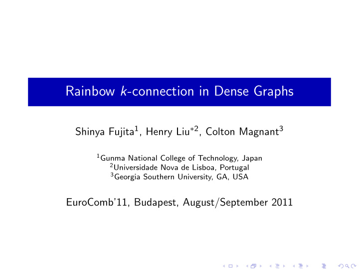 rainbow k connection in dense graphs