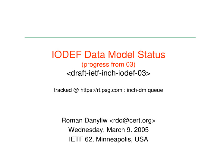 iodef data model status