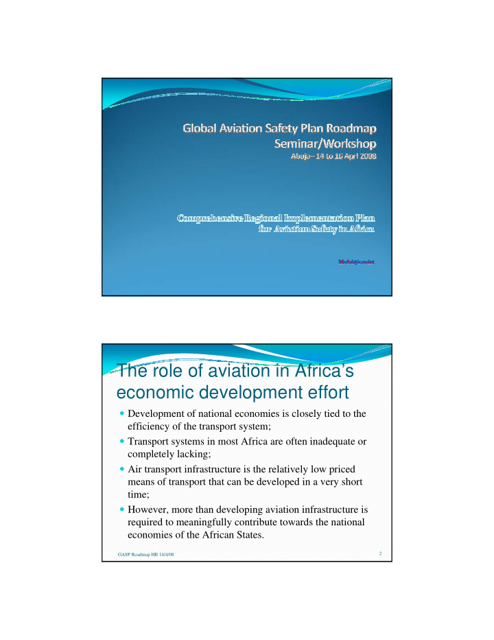 the role of aviation in africa s economic development