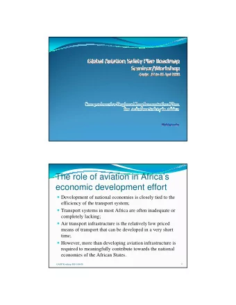 The role of aviation in Africas  economic development effort  Development of national