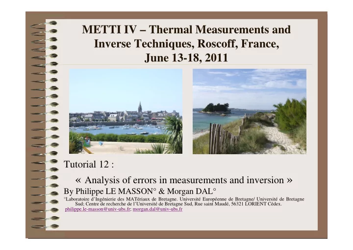 analysis of errors in measurements and inversion