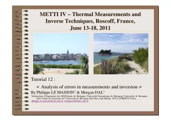 Analysis of errors in measurements and inversion   By Philippe LE MASSON &amp; Morgan DAL