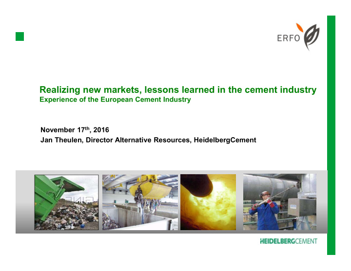 realizing new markets lessons learned in the cement