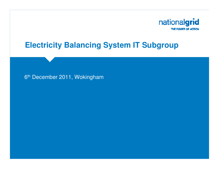 electricity balancing system it subgroup