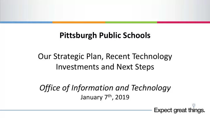 pittsburgh public schools our strategic plan recent