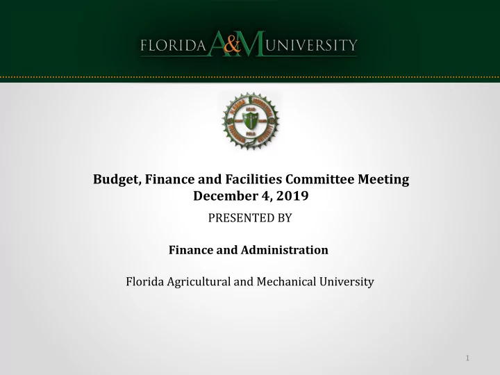 budget finance and facilities committee meeting december