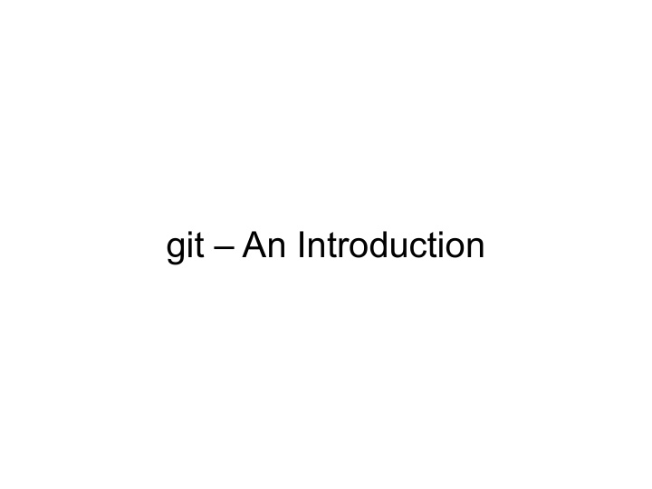 git an introduction