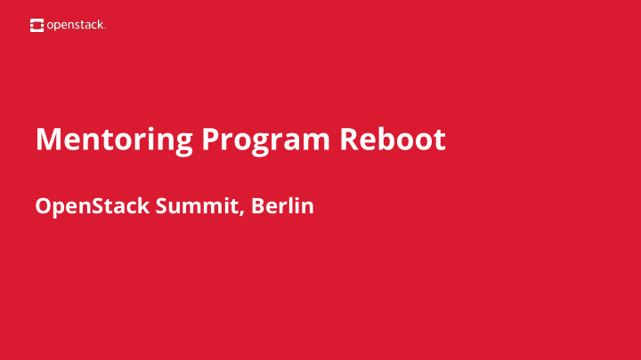 mentoring program reboot