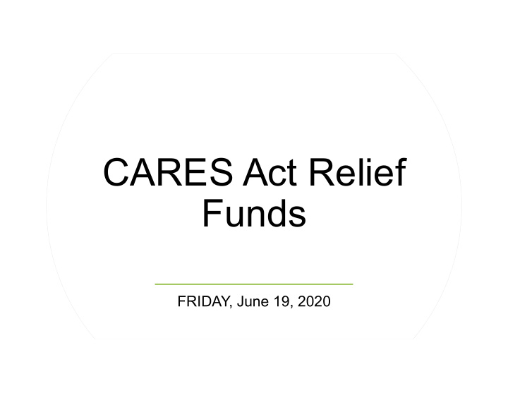 cares act relief funds