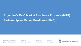 Argentina s Draft Market Readiness Proposal (MRP)  Partnership for Market Readiness (PMR)