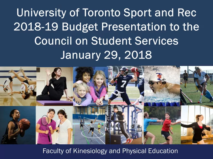 faculty of kinesiology and physical education faculty of