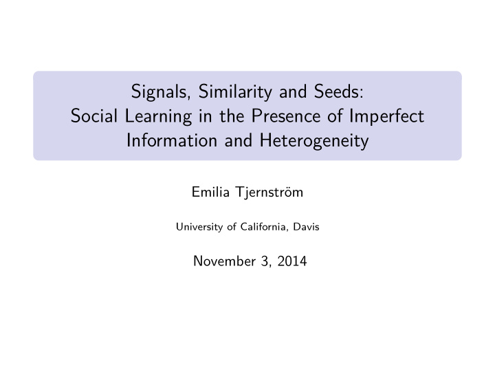 signals similarity and seeds social learning in the
