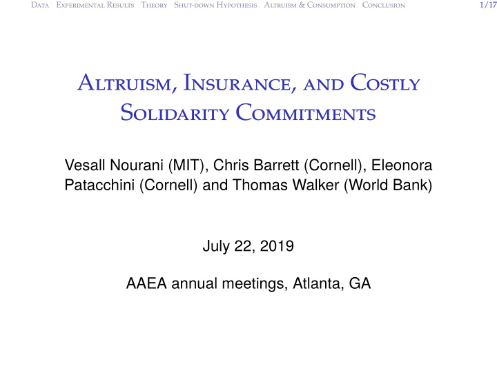 altruism insurance and costly solidarity commitments