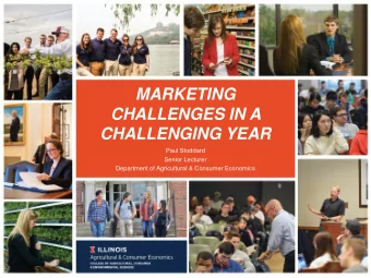 MARKETING  CHALLENGES IN A  CHALLENGING YEAR  Paul Stoddard  Senior Lecturer  Department of