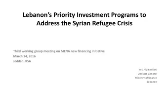 Lebanons Priority Investment Programs to  Address the Syrian Refugee Crisis  Third working group