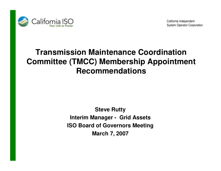transmission maintenance coordination committee tmcc