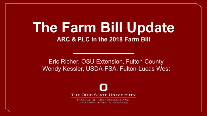 the farm bill update