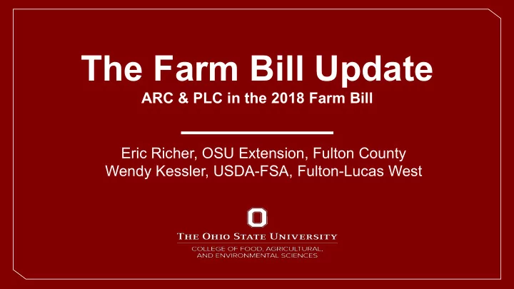 the farm bill update