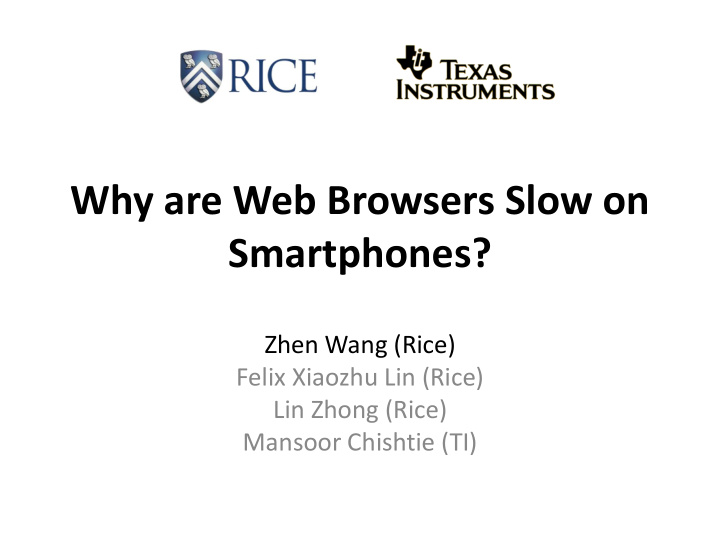 why are web browsers slow on smartphones