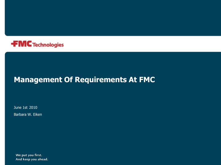 management of requirements at fmc
