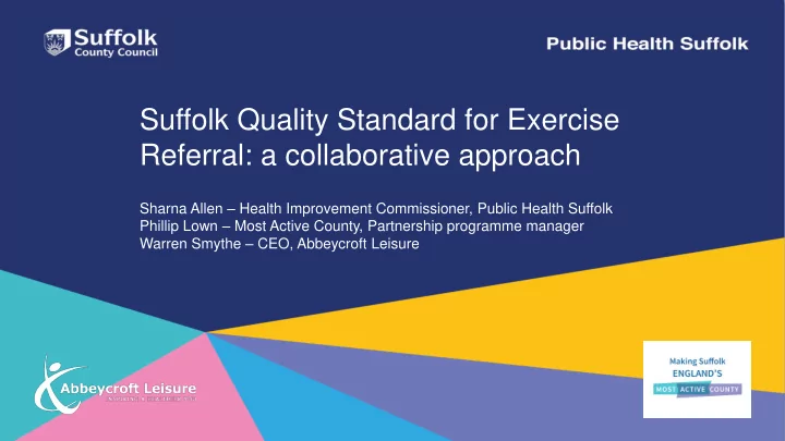 suffolk quality standard for exercise referral a