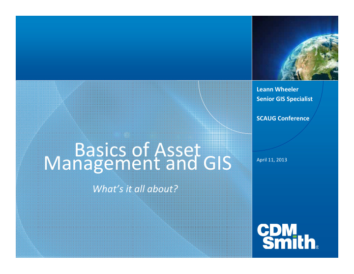 basics of asset management and gis