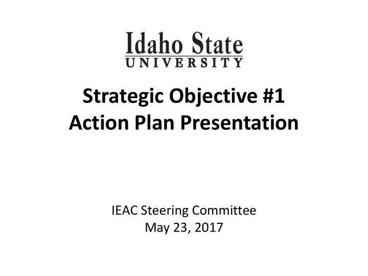 strategic objective 1 action plan presentation