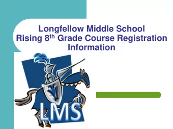 Rising 8 th Grade Course Registration  Information  Learning Targets  At the end of the