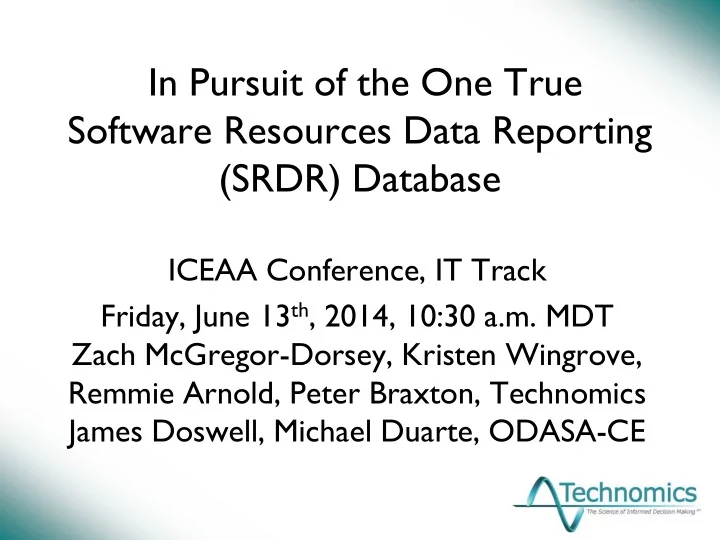 in pursuit of the one true software resources data