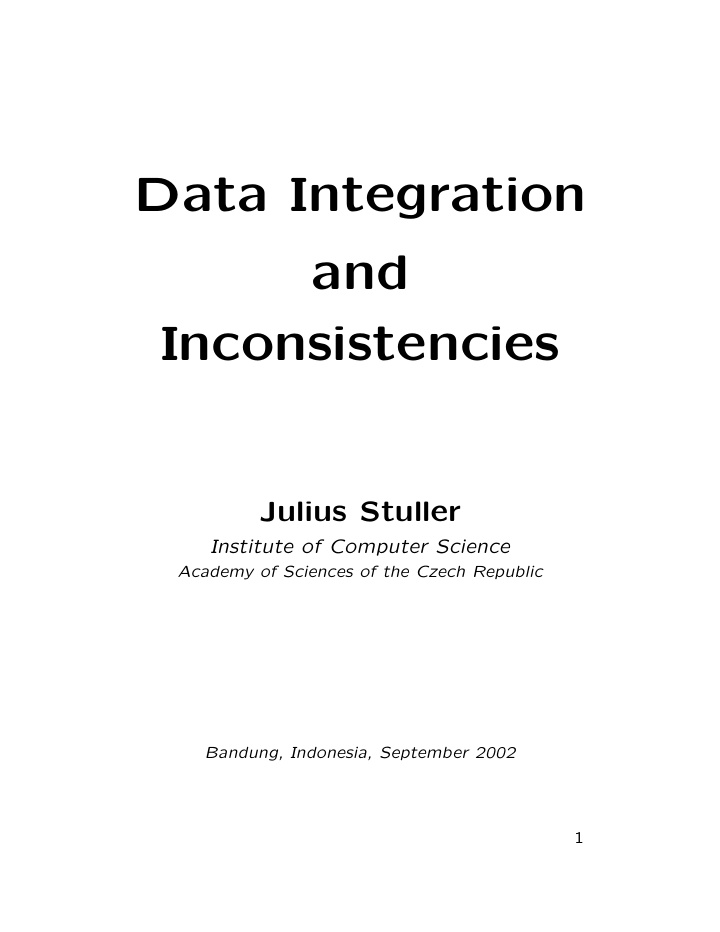 data integration and inconsistencies