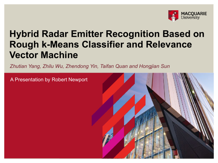 hybrid radar emitter recognition based on rough k means
