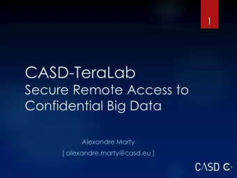 CASD-TeraLab  Secure Remote Access to  Confidential Big Data  Alexandre Marty  [