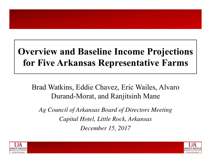 overview and baseline income projections for five