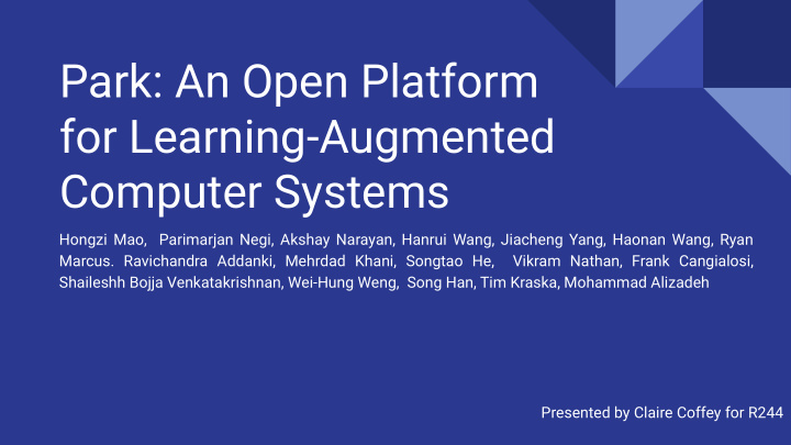 park an open platform for learning augmented computer